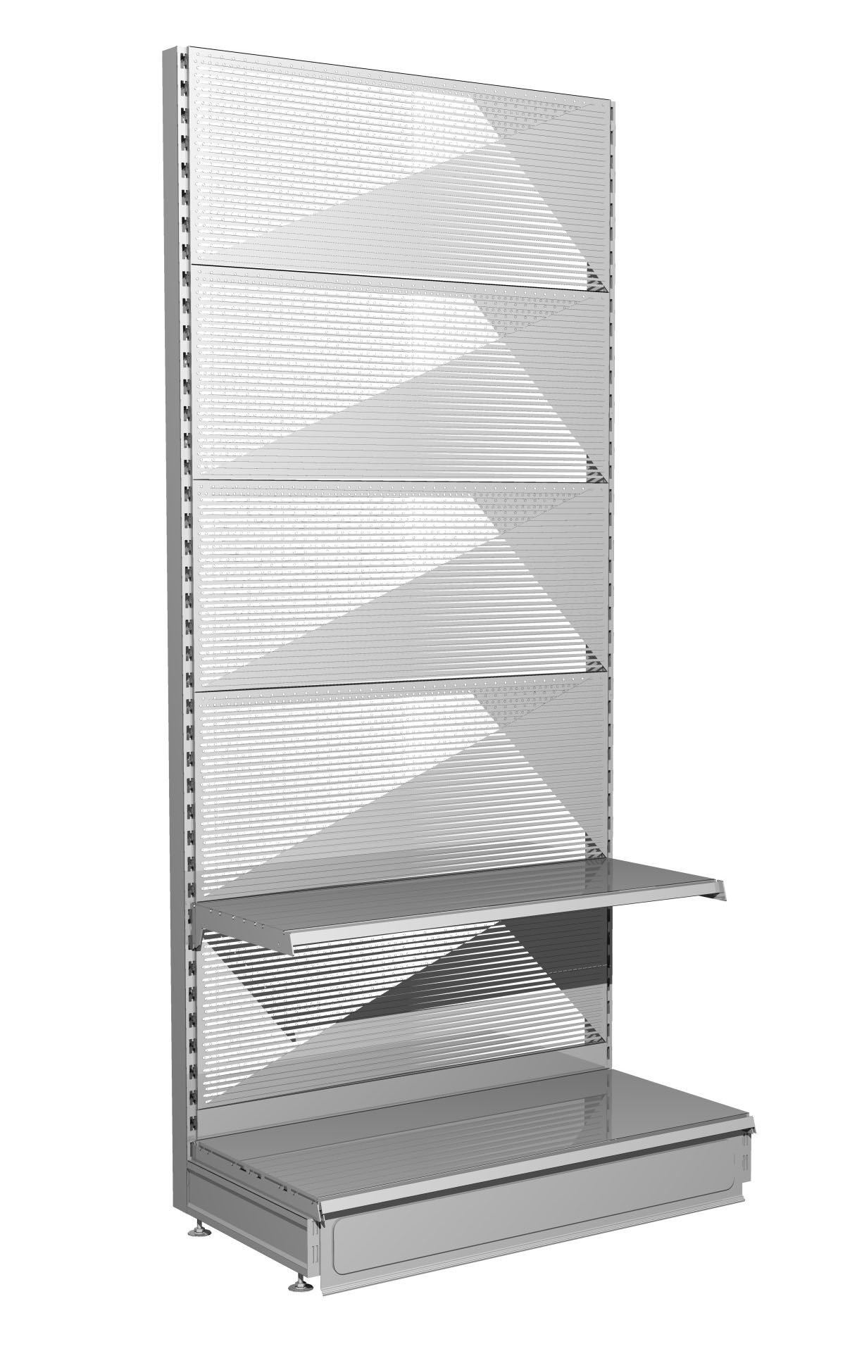 Wandregal H220 T47 cm mit Rückwand Rundloch - Komplettset